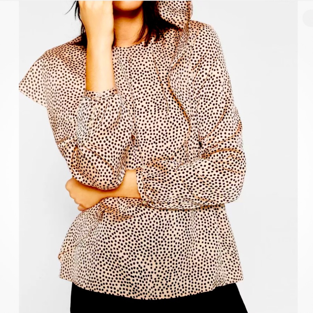 Zara Basic Double Frill Polka Dot Silk Effect Blo… - image 5